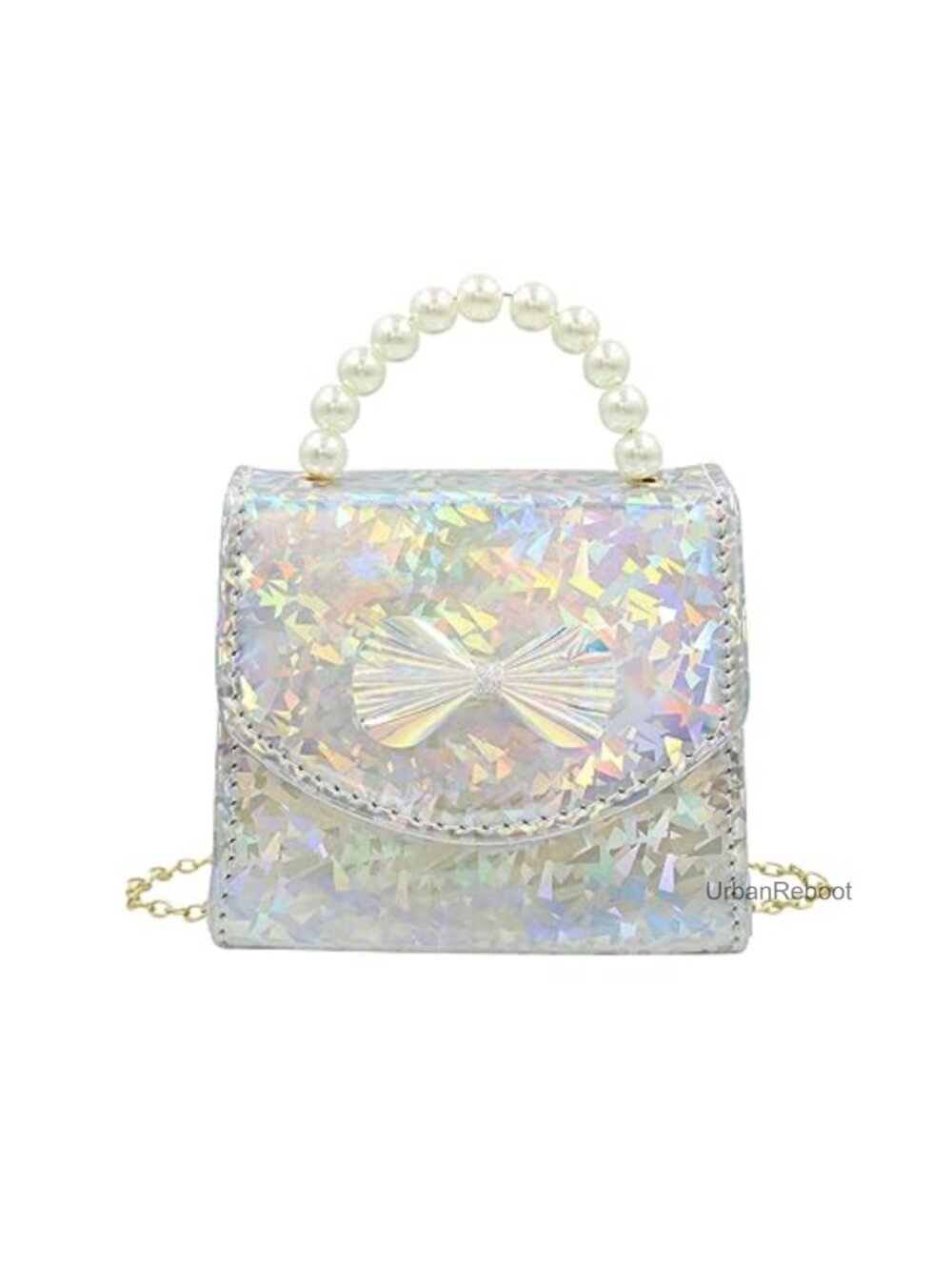Girls Holographic Faux Leather Mini Purse Crossbody Bag